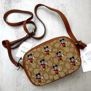 NWT Coach Disney X Coach Mini Jamie Camera Bag In Signature Jacquard With Micky